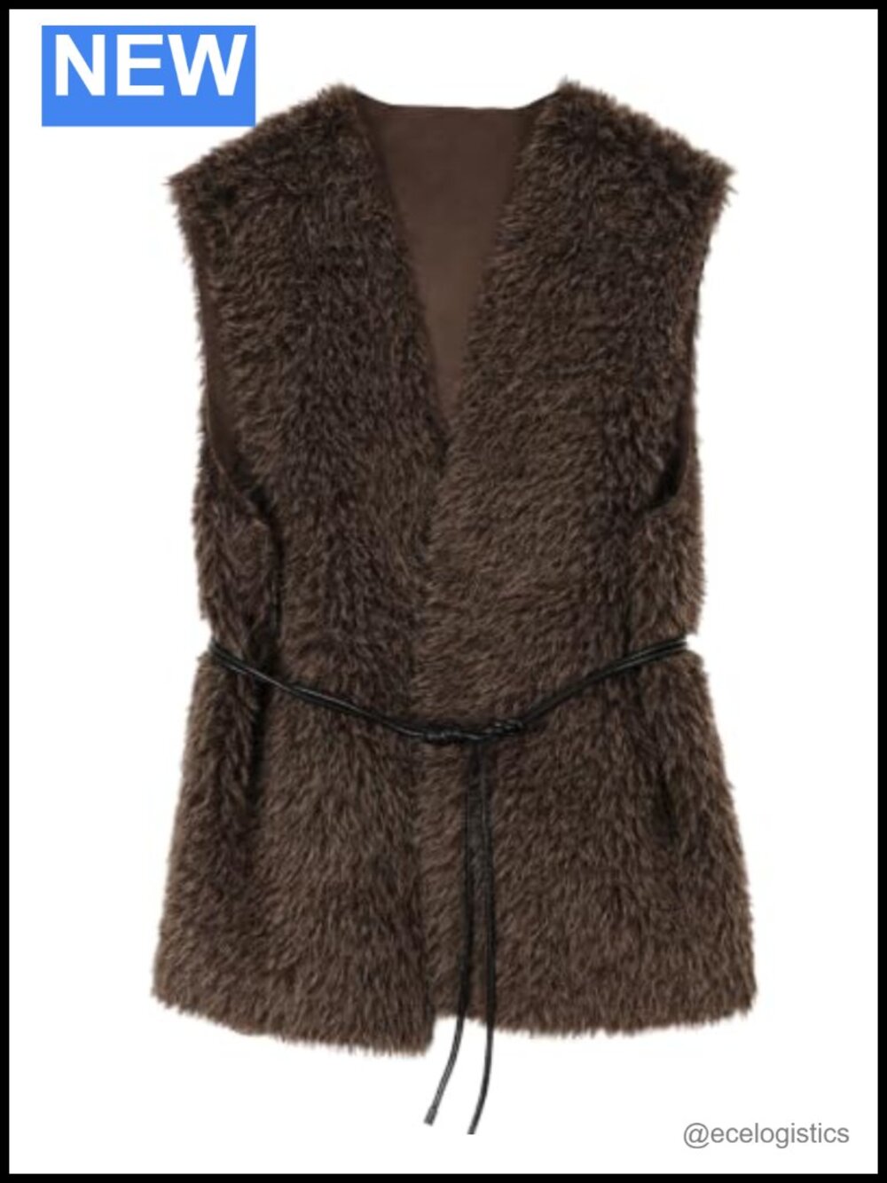 Faux Fur Reversible Vest with Waist Tie
